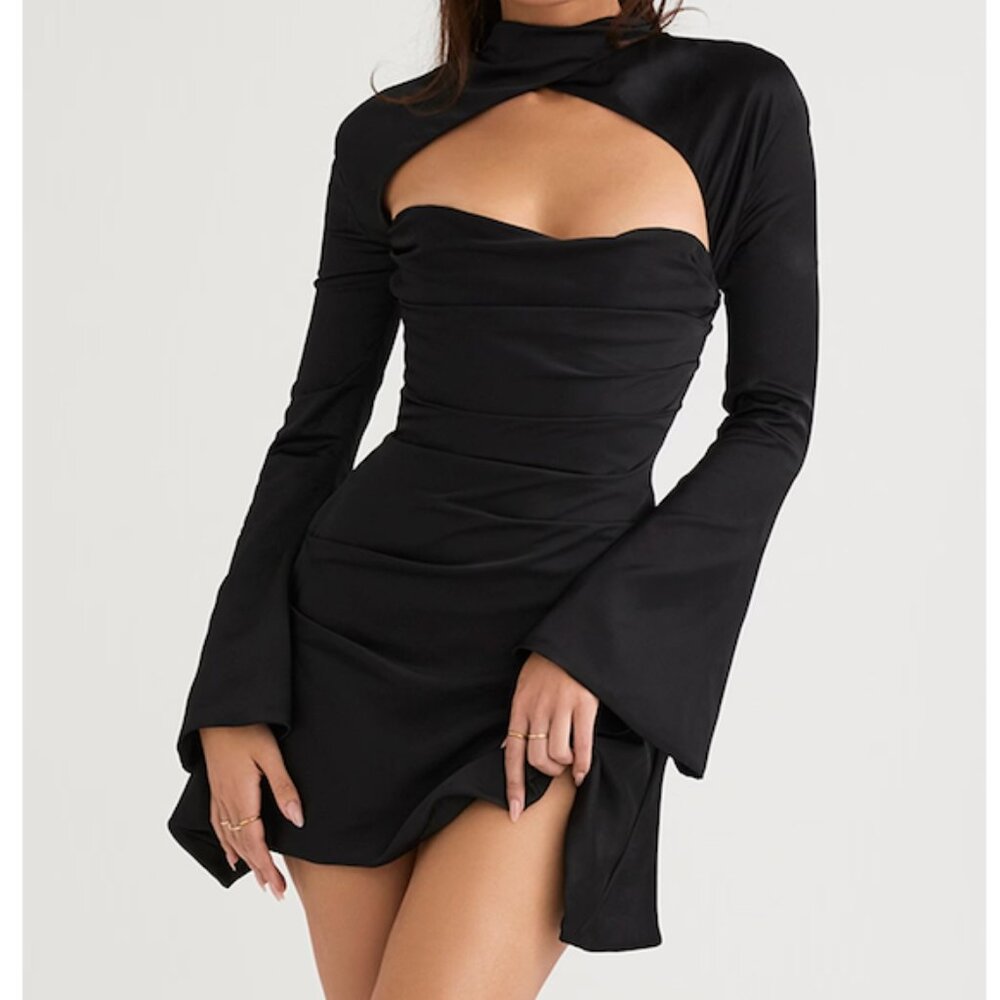 House of CB Toira Black Draped Corset Dress
